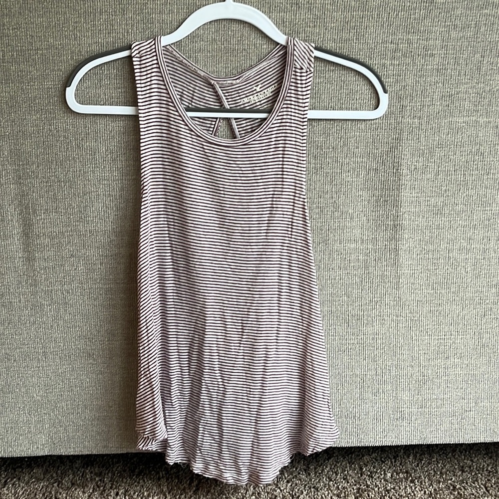 American Eagle Red/White Stripe Open Back Tank Top Women’s S